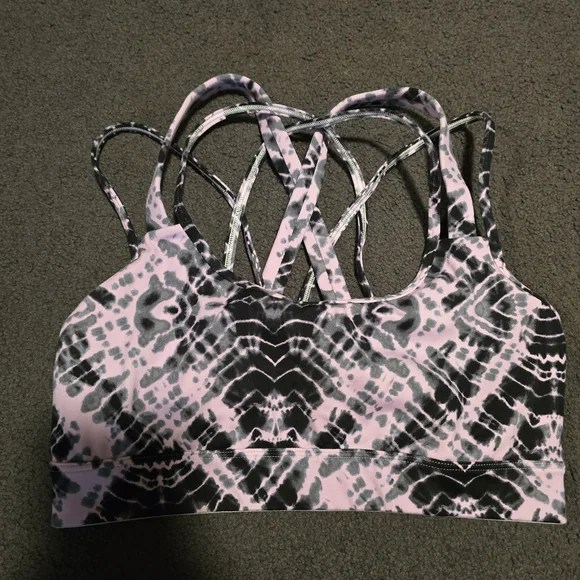 Stylish Pink and Black Patterned Sports Bra - Picture 1 of 2